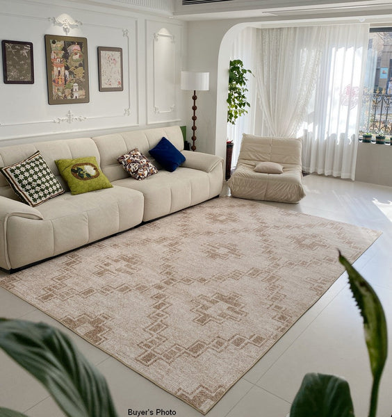 Contemporary Abstract Rugs under Dining Room Table, Modern Geometric Carpets for Bedroom, Modern Living Room Rug Placement Ideas-LargePaintingArt.com