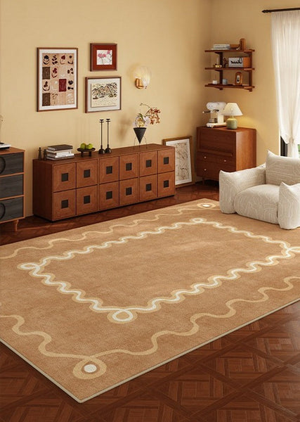 Large Modern Rugs for Living Room, Bedroom Modern Rugs, Dining Room Geometric Modern Rugs, Cream Color Contemporary Modern Rugs-LargePaintingArt.com