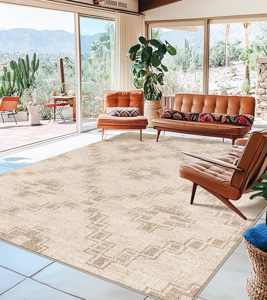 Modern Geometric Carpets for Bedroom, Contemporary Abstract Rugs under Dining Room Table, Modern Living Room Rug Placement Ideas-LargePaintingArt.com
