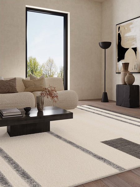 Abstract Area Rugs for Living Room, Geometric Contemporary Modern Rugs Next to Bed, Modern Carpets for Office, Modern Soft Rugs under Dining Room Table-LargePaintingArt.com