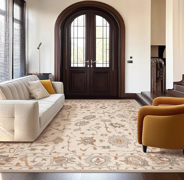 Flower Pattern Modern Rugs for Farmhouse, Bedroom Modern Rugs, Modern Rugs for Dining Room, Modern Rugs for Living Room-LargePaintingArt.com