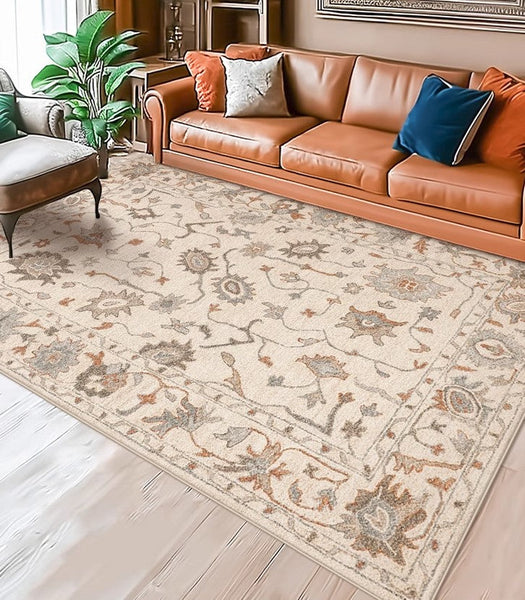 Flower Pattern Modern Rugs for Farmhouse, Bedroom Modern Rugs, Modern Rugs for Dining Room, Modern Rugs for Living Room-LargePaintingArt.com