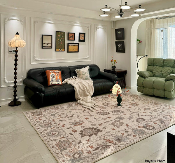 Flower Pattern Modern Rugs for Farmhouse, Bedroom Modern Rugs, Modern Rugs for Dining Room, Modern Rugs for Living Room-LargePaintingArt.com