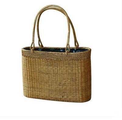 Indonesia Handmade Rattan Handbag, Woven Rattan Handbag, Natural Fiber Handbag, Small Rustic Handbag for Outdoor-LargePaintingArt.com