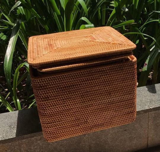 Large Woven Storage Baskets, Rectangular Storage Basket with Lid, Rattan Storage Baskets, Storage Baskets for Living Room, Storage Basket for Bedroom-LargePaintingArt.com