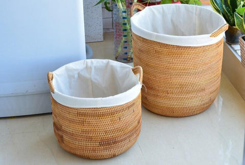 Round Storage Baskets, Extra Large Rattan Storage Baskets, Oversized Laundry Storage Baskets, Storage Baskets for Clothes, Storage Baskets for Bathroom-LargePaintingArt.com