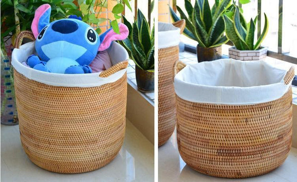 Round Storage Baskets, Extra Large Rattan Storage Baskets, Oversized Laundry Storage Baskets, Storage Baskets for Clothes, Storage Baskets for Bathroom-LargePaintingArt.com
