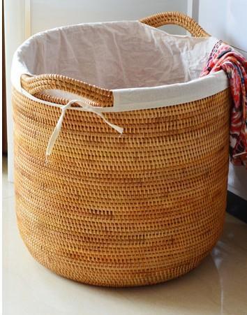 Round Storage Baskets, Extra Large Rattan Storage Baskets, Oversized Laundry Storage Baskets, Storage Baskets for Clothes, Storage Baskets for Bathroom-LargePaintingArt.com
