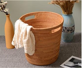 Storage Basket for Bathroom, Large Rattan Storage Basket, Laundry Round Storage Basket, Woven Storage Baskets-LargePaintingArt.com