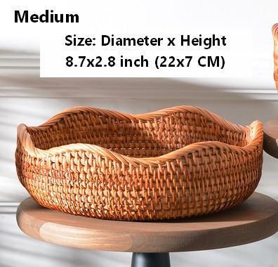 Woven Round Storage Baskets, Rattan Storage Baskets, Storage Baskets for Kitchen, Pantry Storage Baskets-LargePaintingArt.com