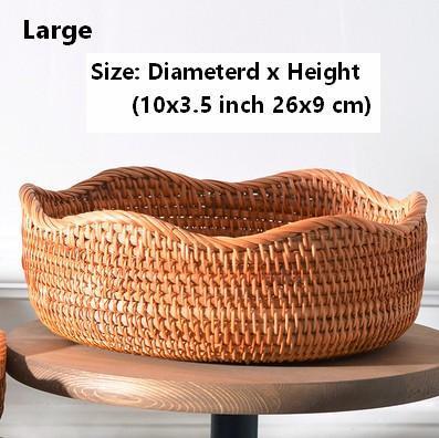 Woven Round Storage Basket, Rattan Storage Basket, Fruit Basket, Storage Baskets for Kitchen-LargePaintingArt.com