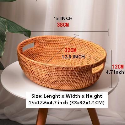 Large Rattan Storage Basket, Round Storage Basket for Pantry, Storage Baskets for Kitchen, Woven Storage Basket-LargePaintingArt.com