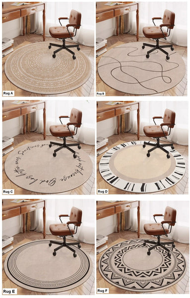 Round Rugs under Coffee Table, Geometric Modern Rug Ideas for Living Room, Circular Modern Rugs under Dining Room Table, Modern Round Rugs for Bedroom-LargePaintingArt.com