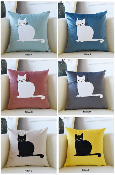 Modern Sofa Decorative Pillows, Cat Decorative Throw Pillows for Couch, Lovely Cat Pillow Covers for Kid's Room, Modern Decorative Throw Pillows-LargePaintingArt.com