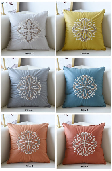 Modern Sofa Pillows, Flower Pattern Decorative Throw Pillows, Contemporary Throw Pillows, Large Decorative Pillows for Living Room-LargePaintingArt.com