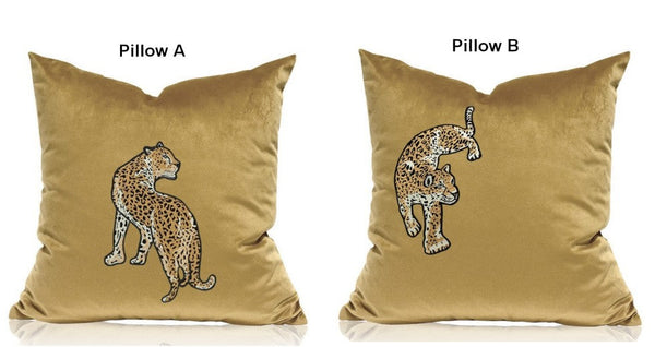 Contemporary Throw Pillows, Cheetah Decorative Cushion, Modern Sofa Pillows, Decorative Pillows for Living Room-LargePaintingArt.com