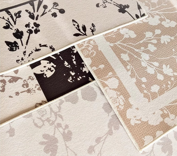 Bedroom French Style Modern Rugs, Flower Pattern Modern Rugs for Interior Design, Contemporary Modern Rugs under Dining Room Table, Flower Pattern Modern Rugs for Living Room-LargePaintingArt.com