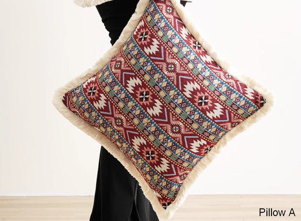 Bedroom Decorative Throw Pillows, Bohemian Decorative Sofa Pillows for Living Room, Extra Large Modern Geometric Pillows, Oriental Throw Pillow for Couch-LargePaintingArt.com