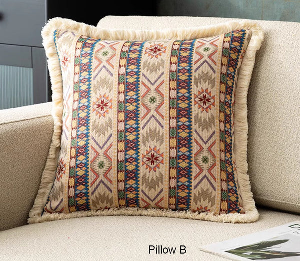 Oriental Throw Pillow for Couch, Bohemian Decorative Sofa Pillows for Living Room, Modern Geometric Decorative Throw Pillows for Bedroom-LargePaintingArt.com