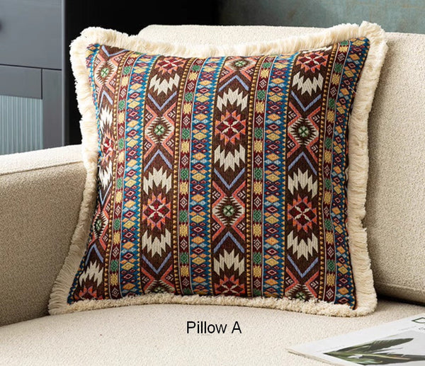 Oriental Throw Pillow for Couch, Bohemian Decorative Sofa Pillows for Living Room, Modern Geometric Decorative Throw Pillows for Bedroom-LargePaintingArt.com