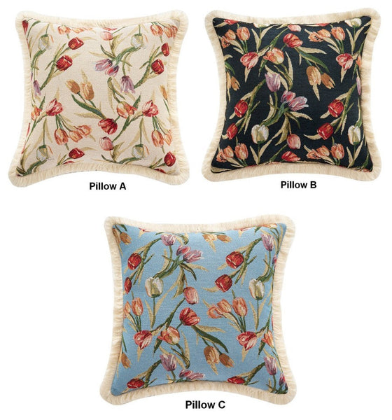 Tulip Flower Pillow Covers, Large Flower Decorative Pillows for Bedroom, Decorative Sofa Pillows for Couch, Farmhouse Decorative Pillows-LargePaintingArt.com