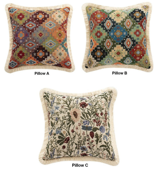 Extra Large Modern Geometric Pillows, Bohemian Decorative Sofa Pillows for Living Room, Flower Decorative Pillows for Bedroom, Decorative Pillow Covers-LargePaintingArt.com