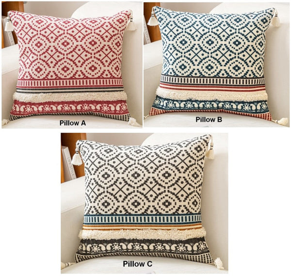 Modern Square Pillows for Couch, Contemporary Pillow Covers, Oriental Decorative Throw Pillows for Bedroom, Bohemian Decorative Sofa Pillows-LargePaintingArt.com