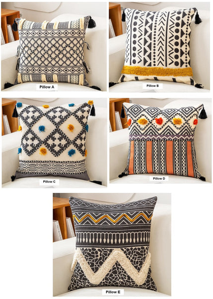 Decorative Throw Pillows for Couch, Geometric Modern Pillow Covers, Oriental Square Pillows for Bedroom, Bohemian Decorative Sofa Pillows-LargePaintingArt.com
