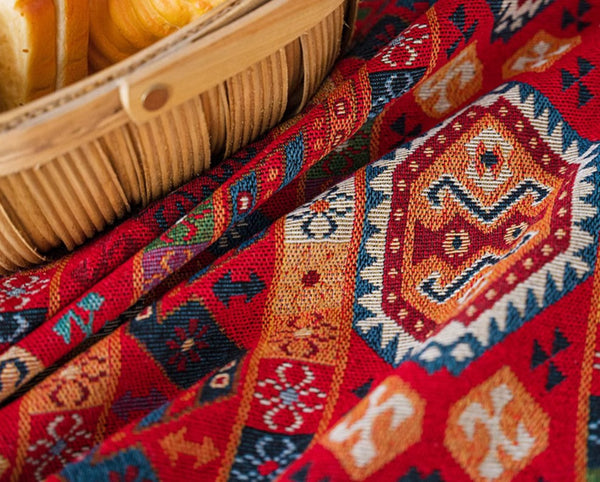 Bohemian Rectangular Tablecloth for Oval Table, Oriental Rectangular Table Covers for Coffee Table, Large Modern Linen Tablecloths-LargePaintingArt.com