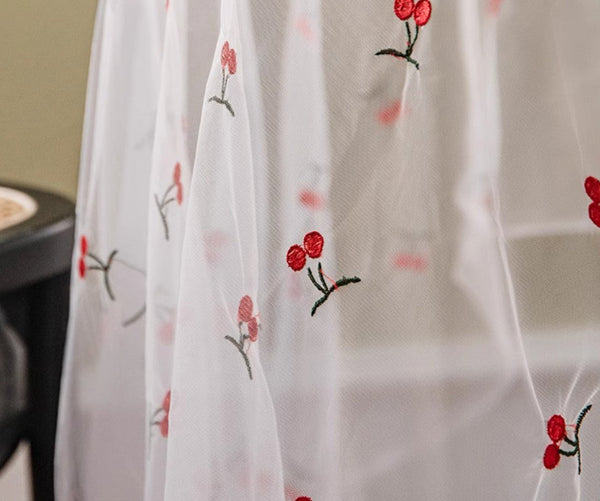 Extra Large Rectangular Tablecloth for Oval Table, Rectangular Table Covers for Coffee Table, Cherry Lace Tablecloths, Lace Embroidered Table Covers-LargePaintingArt.com