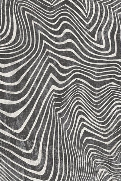 Abstract Contemporary Rugs for Bedroom, Black Stripe Area Rugs under Sofa, Mid Century Area Rugs for Living Room, Modern Carpets for Office, Dining Room Floor Rugs-LargePaintingArt.com
