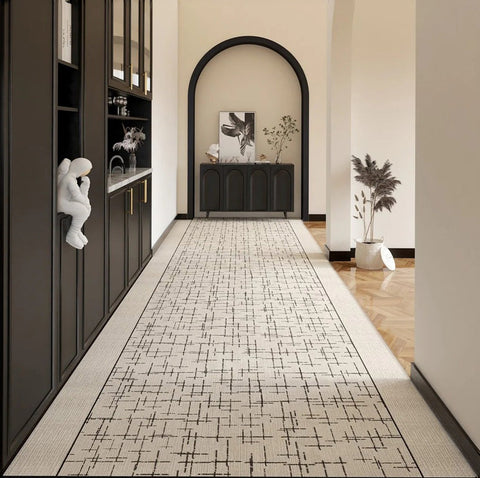 Contemporary Modern Long Hallway Runners, Easy Care Long Narrow Runner Rugs, Washable Entryway Runner Rug Ideas, Kitchen Runner Rugs, Entrance Hallway Runners-LargePaintingArt.com