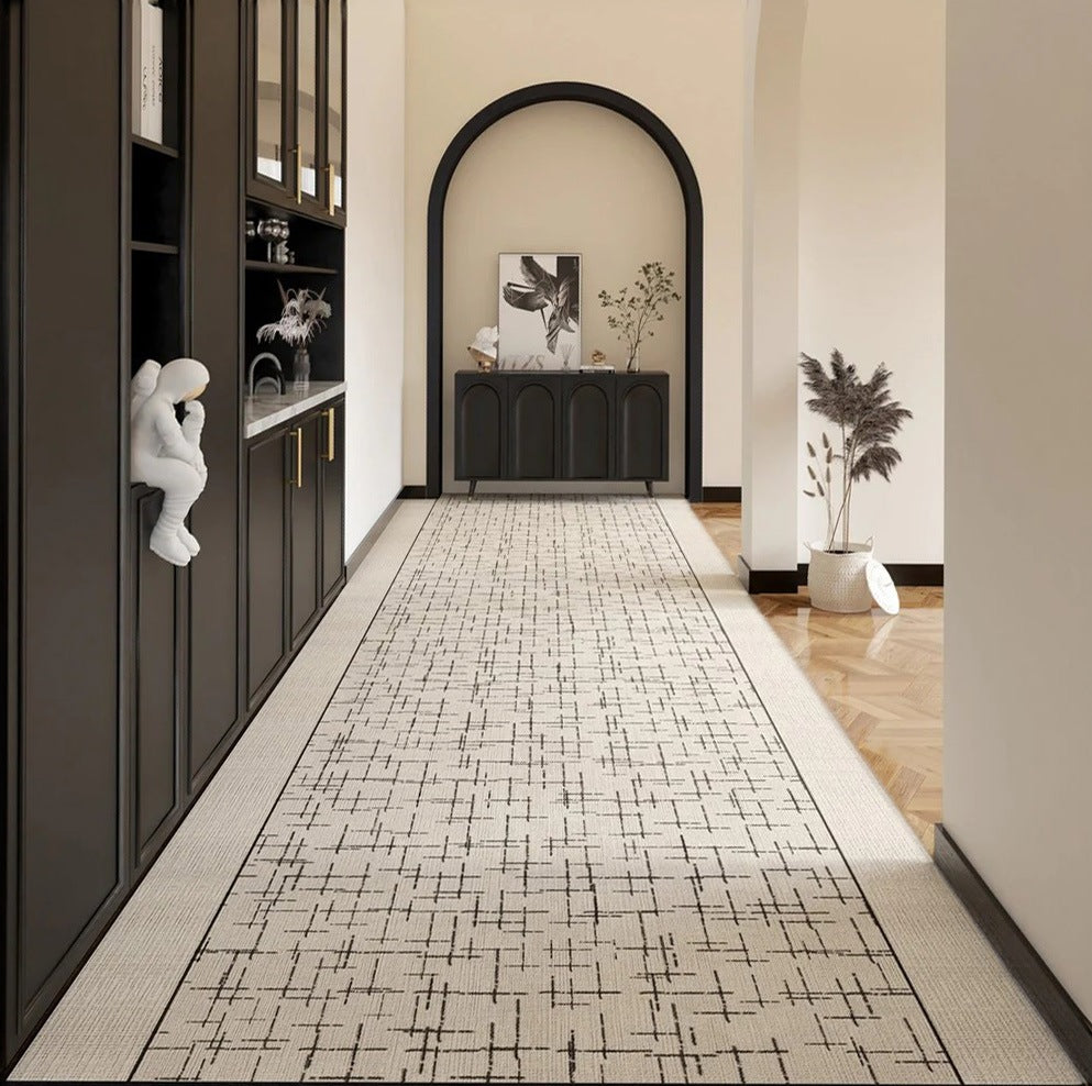 Contemporary Modern Long Hallway Runners, Easy Care Long Narrow Runner Rugs, Washable Entryway Runner Rug Ideas, Kitchen Runner Rugs, Entrance Hallway Runners-LargePaintingArt.com