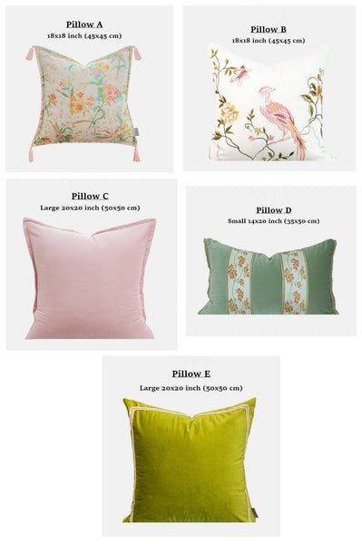 Living Room Decorative Pillows, Modern Decorative Cushions, Decorative Pillows for Bed, Decorative Pillow Arrangement Ideas for Interior Design, Embroidered Floral Bird Pattern Pillow Covers-LargePaintingArt.com