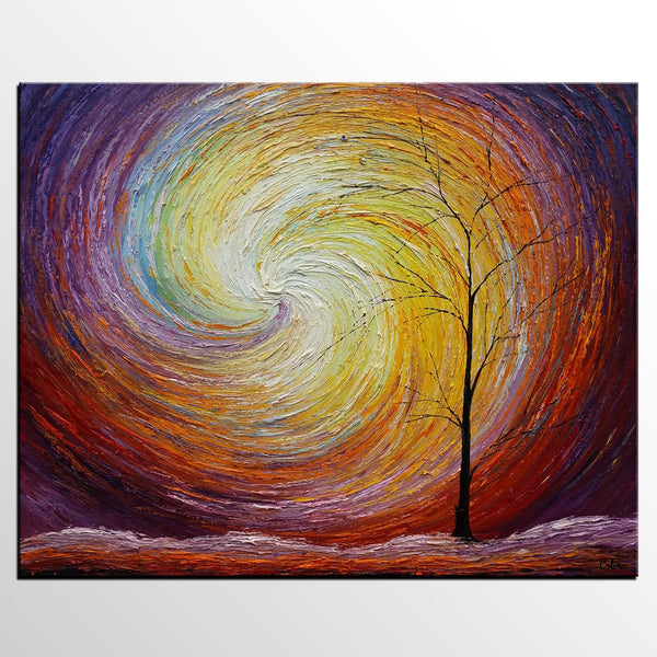 Landscape Painting, Custom Large Heavy Texture Painting, Modern Artwork, Canvas Painting, Modern Art, Oil Painting, Tree Painting 205-LargePaintingArt.com