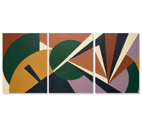 Modern Paintings for Mid Century Living Room, Multi Panel Canvas Paintings, Geometric Abstract Art-LargePaintingArt.com