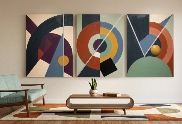 Large Group Paintings for Living Room, Multi Panel Canvas Artwork, Geometric Modern Paintings, Original Abstract Art-LargePaintingArt.com