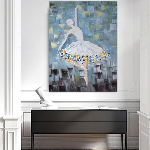 Ballet Dancer Painting, Large Painting for Bedroom, Modern Contemporary Artwork, Heavy Texture Acrylic Painting-LargePaintingArt.com