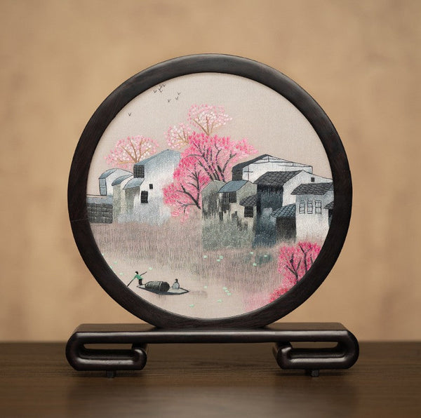 Traditional Chinese Suzhou Embroidery Ornament, Premium Souvenir, Exclusive Business Present Panda Embroidered Decor, Unique Birthday Gift-LargePaintingArt.com