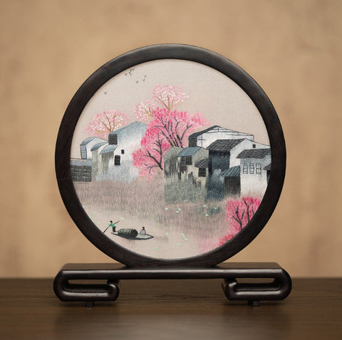 Traditional Chinese Suzhou Embroidery Ornament, Premium Souvenir, Exclusive Business Present Panda Embroidered Decor, Unique Birthday Gift-LargePaintingArt.com