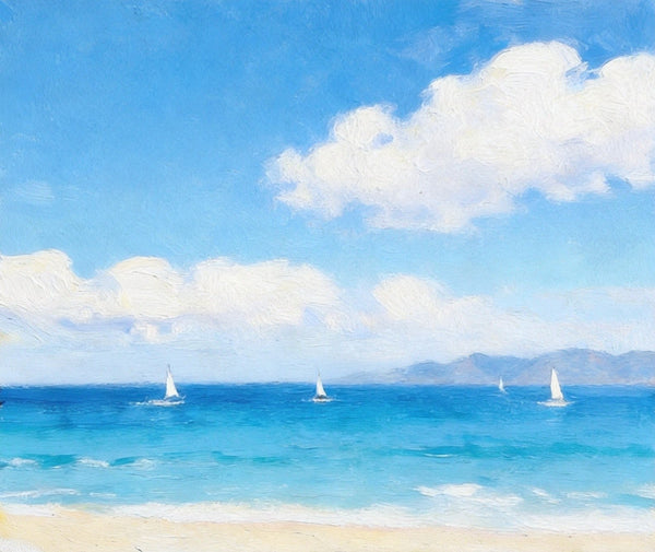 Hand Painted Canvas Art, Original Seascape Paintings, Impressions of a Sunny Seaside Day, Original Oil Paintings, Buy Small Artwork Online, Small Canvas Wall Art Paintings-LargePaintingArt.com