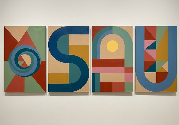 Colorful Abstact Art, Original Canvas Wall Art for Bedroom, Geometric Modern Painting-LargePaintingArt.com