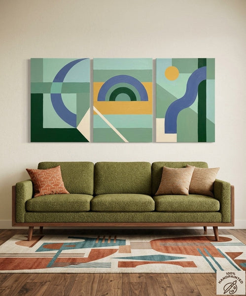 Large Group Paintings for Living Room, Multi Panel Canvas Artwork, Geometric Modern Paintings, Original Abstract Art-LargePaintingArt.com