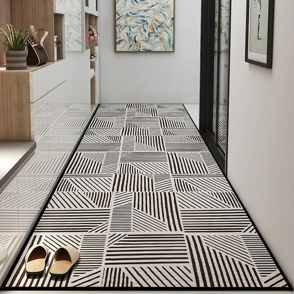 Non Slip Entryway Runner Rug Ideas, Geometric Modern Long Hallway Runners, Long Hallway Runners, Contepmorary Runner Rugs, Extra Long Narrow Runner Rugs-LargePaintingArt.com