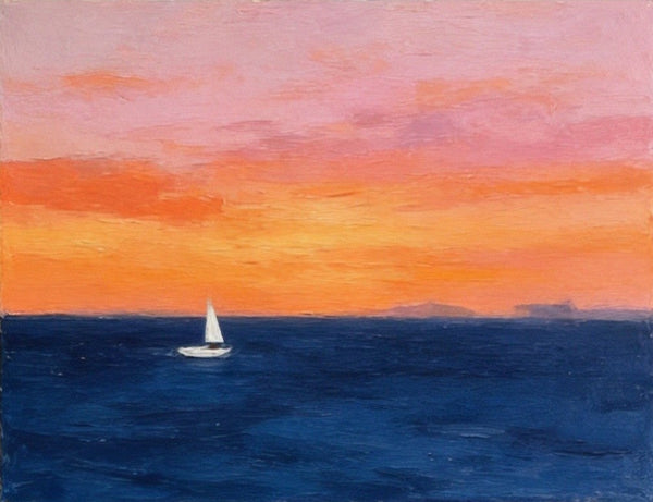 Quiet Evening Seaview, Hand Painted Canvas Art, Small Canvas Artwork, Original Seascape Paintings, Original Oil Paintings, Buy Small Paintings Online-LargePaintingArt.com