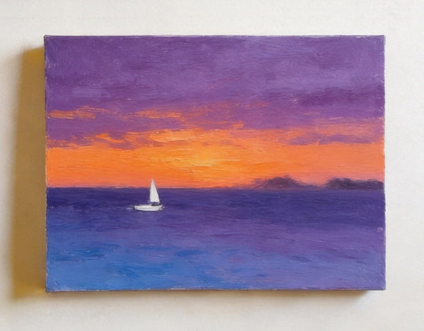 Hand Painted Canvas Art, Quiet Evening Seaview, Original Seascape Paintings, Original Oil Paintings, Buy Small Paintings Online, Small Canvas Artwork-LargePaintingArt.com