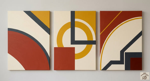 Multi Panel Group Paintings for Bedroom, Large Canvas Artwork, Geometric Modern Paintings, Original Abstract Art-LargePaintingArt.com