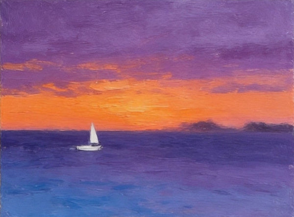 Hand Painted Canvas Art, Quiet Evening Seaview, Original Seascape Paintings, Original Oil Paintings, Buy Small Paintings Online, Small Canvas Artwork-LargePaintingArt.com