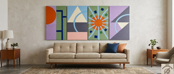 Original Canvas Wall Art for Living Room, Colorful Abstact Art, Geometric Modern Paintings-LargePaintingArt.com