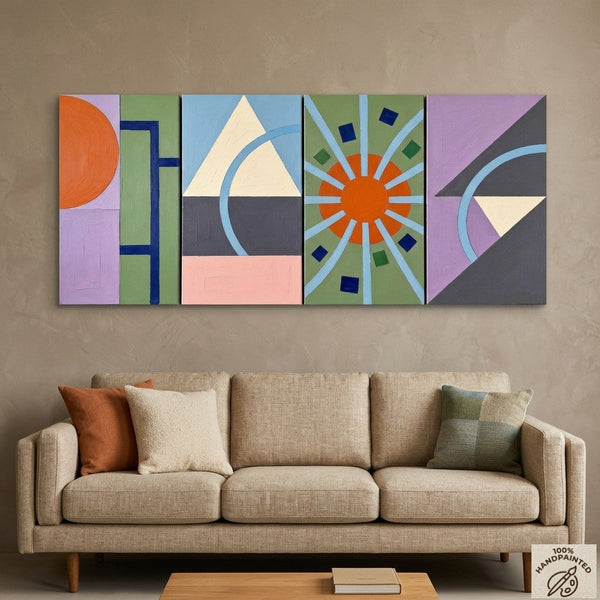 Original Canvas Wall Art for Living Room, Colorful Abstact Art, Geometric Modern Paintings-LargePaintingArt.com